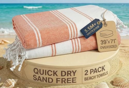 LANE LINEN Turkish Beach Towel 2 Pack, Oversized Towel 39"x71", Cotton Rich Beach essentials For Women, Large Pool Towel, Absorbent & Quick Dry, Sand Free - Bird of Paradise