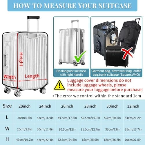 Yotako 26 Inch Suitcase Cover Protectors - Clear PVC Luggage Cover for Wheeled Suitcase 26'' — view 2