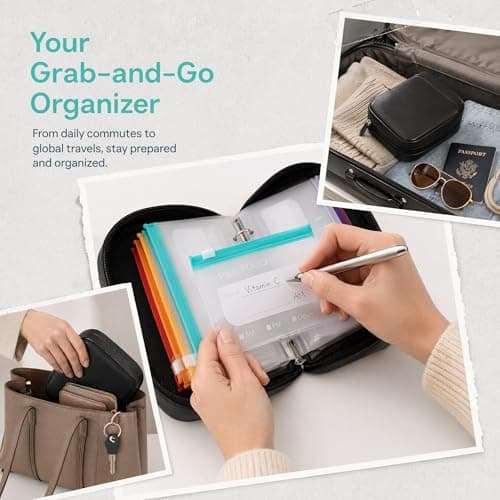 A8 Waterproof Pill Organizer Set,Pill Organiser With 14 Color-Coded Pill Pouch,7-14 Day Zipper Pill Pouches For Travel,Reusable Weekly Medicine Organiser Binder,Portable Dosset Box For Vitamin (Black) — view 4
