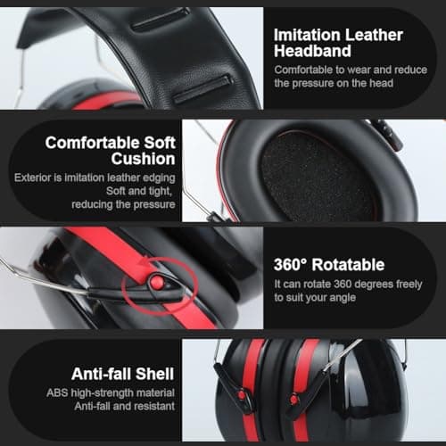 flintronic Ear Defenders Adults, 28dB Protection Noise Cancelling Headphones, Protective Earmuffs, Noise Cancelling Headphones Earmuffs with Adjustable Headband for Shooting Gardening Working — view 5