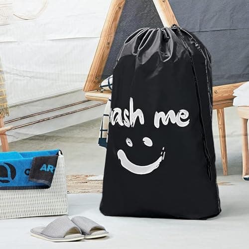 CJWLKJ 2-Pack XL Travel Laundry Bags, Machine Washable Dirty Clothes Organizer, Large Enough to Hold 4 Loads of Laundry, Easy Fit a Laundry Hamper or Basket (Pink+Black, 24" x 36") — view 2