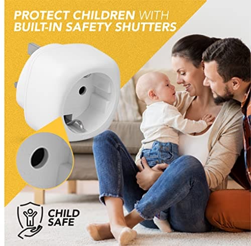 EU to UK Plug Adapter | Type C Europlug | 2 Pin to 3 Pin | BS8546 Certified | 13A Fuse | Travel Adaptor for Phone, Laptop & Camera Chargers | Pack of 3 (White) — view 6