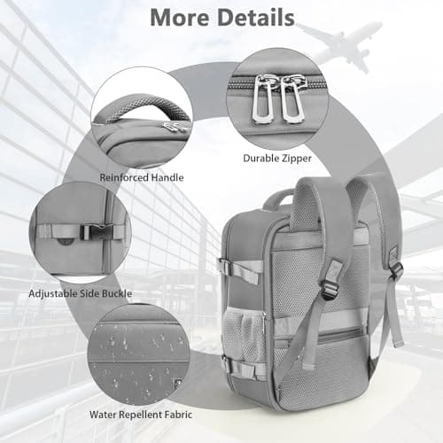 OTAHGK Cabin Bags 40×30×20 for Ryanair Underseat Carry-ons Travel Backpack Hand Luggage Bag Cabin Size 24L Flight Rucksack Casual Daypack School Office Work Backpack Fit 14 Inch Laptop-Grey — view 4