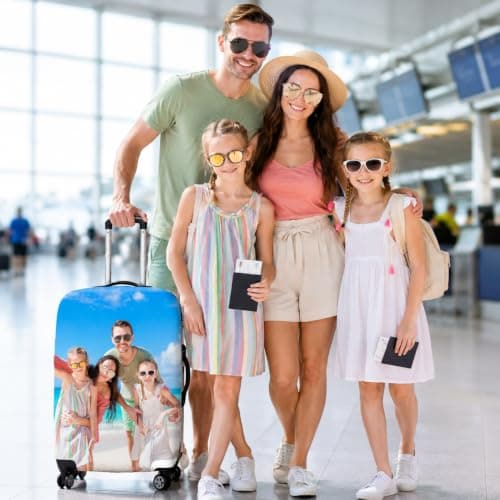 ZIMIORA Personalised Suitcase Cover with Photo, Stretch Luggage Protector S-XL — view 6