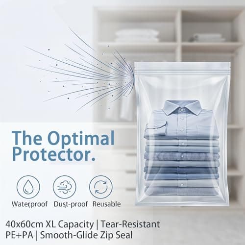 10Pcs Large Ziplock Bags, Clear 60 X 40cm Travel Clothes Storage Bags Reusable Clear Storage Bag Zip Lock Seal Luggage Organiser Pouches for Clothes Shoe Supplies — view 6