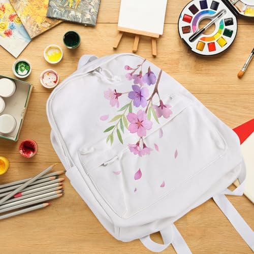 Zicac Unisex White Canvas Backpack DIY 15.6" Laptop Large Casual Rucksack — view 2
