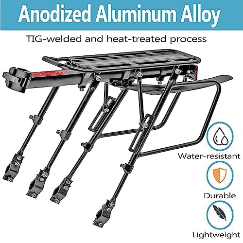 YONTUO Rear Bike Rack,100KG Capacity Solid Bearings Bike Cargo Rack w/Fender & Large Size Reflective,Quick Release Mountain Road Bicycle Rear Racks,Universal Bike Luggage Touring Carrier Rack,BCR06-EU — view 2