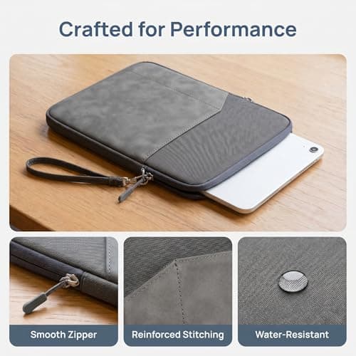 Tablet Sleeve Bag Carrying Case, Laptop Sleeve Case, 11.02 x 8.86 x 0.98 inches Tablet Cases with Handle for A16 11" 2025 10th Gen 5/4/3 10.9"/10.5" 9/8/7th 10.2" (Grey) — view 6