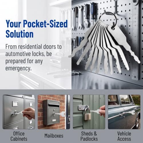 Universal 10-Piece Lock Picking Kit, Emergency Skeleton Keys for Any Lock Type, Versatile Lock Pick Set for Doors, Windows, Cars & Safe Boxes, Portable Keychain Tool, Quick Access in Urgent Situations — view 5