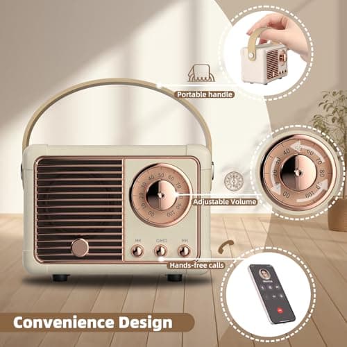 Bluetooth Speaker Gifts for Girls,Teenage,Women Vintage Room Decor Beige — view 6