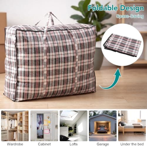Dntorx 3 Pack XXL 120L Extra Large Laundry Bags With Zip 80x60x28CM, Black — view 4