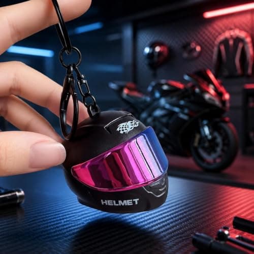 LED Keychain,Mini Motorcycle Helmet Charm with Light,Bag Backpack — view 4