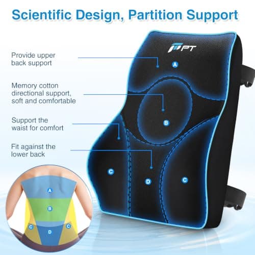 POOTACK Lumbar Support Cushion, Office Back Cushion With Double Straps — view 4