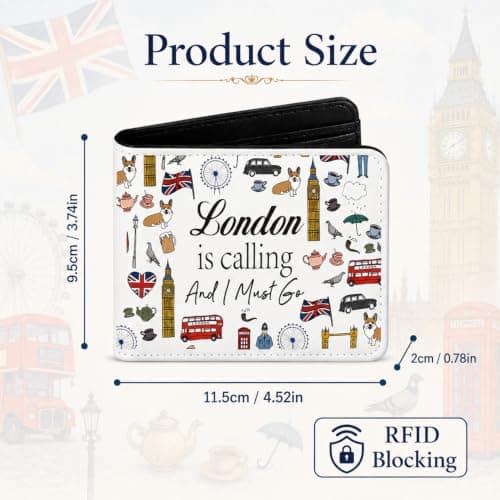 London Travel Souvenirs Gifts, RFID Blocking London Themed Wallet, PU Leather, Zipper Sealed Purses for Women, Ladies Teen Girls Ideal Travelling Gift for Daily Shopping Travel Casual Outings — view 3