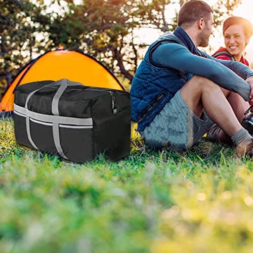 Foldable Travel Bag, 96L Extra Large Holdall Bag, Packable Duffle Bag, Lightweight Waterproof Duffel Bag, Black — view 6