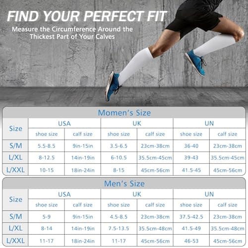 Oumida 2 Pairs Compression Socks for Women and Men, 15-20 mmhg Support Socks Stockings for Swelling, Running, Flight, Nurse, Flight — view 4