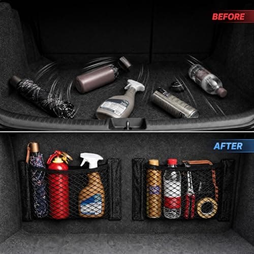 HAKACC 2 Pack Car Boot Organiser, Car Accessories, Elastic Mesh Storage Net — view 4
