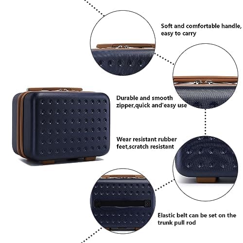 Kono Lightweight Travel Makeup Carrying Case Hard Shell Cosmetic Case Mini 13" Luggage Organizer (Navy) — view 3