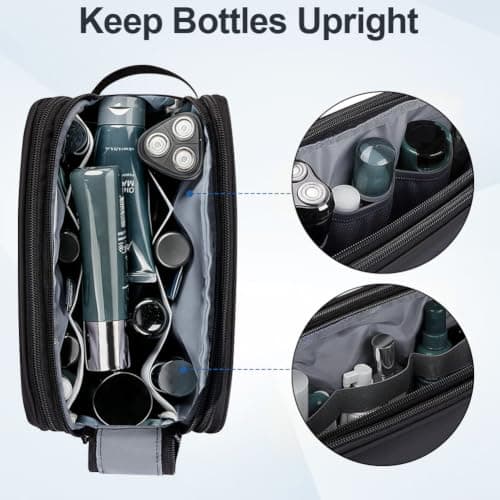 HOTUT Toiletry Bag for Men Large Travel Wash Bag, Water-Resistant, Black — view 6