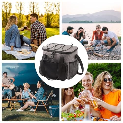 Insulated Bag - Waterproof Oxford Canvas Insulated Tote Bag | Lunch Cooler with Ice Pack for Fishing Carpooling Camping Work Outdoor Road Trip Picnic Golf — view 4