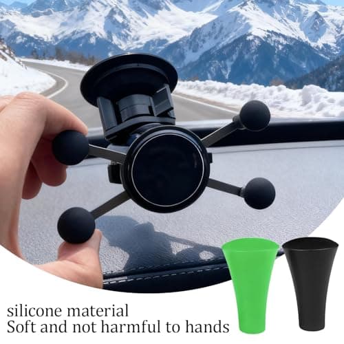 8 Pack Rubber Cap Silicone Tips Replacement Parts Piece,Silicone Cap Sets,Mobile Phone Holder Rubber Tips Fits for Ram X-Grip Mounts,Non-Slip Phone Holder Accessories (4 Black + 4 Green) — view 4