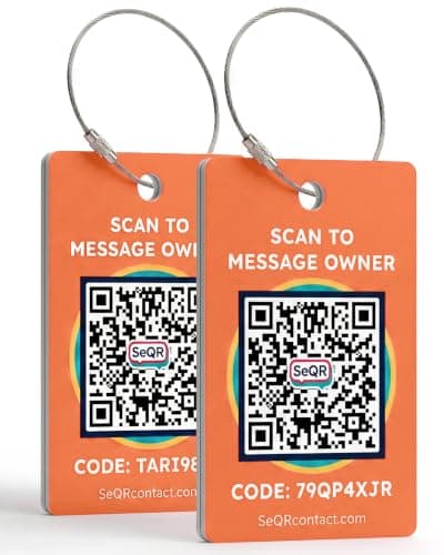 Smart Luggage Tags | Privacy QR Code Luggage Tag, Orange, 2"x3"