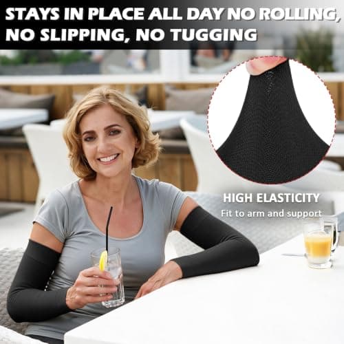 Ailaka Compression Sleeve Arm for Men & Women, 15-20 mmHg Graduated Support for Everyday Swelling, Muscle Fatigue & Active Recovery (BK, M) — view 6