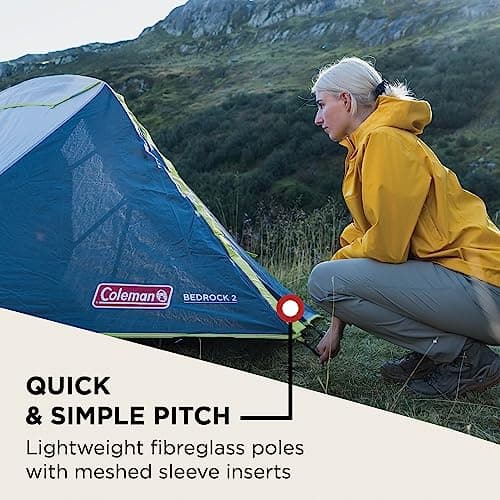 Coleman Bedrock 2 Tent, a compact 2 man dome tent, a light 2 person camping and hiking tent, 100% water-proof, sewn in groundsheet, a compact and light trekking tent which can be put up quickly, Grey — view 2