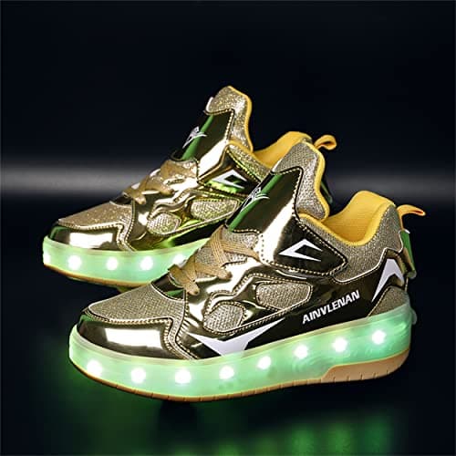 Rolltongoz Boys and Girls LED Roller Skates Shoes with Double Wheels Trainers Technical Retractable Skateboarding for Kids Light up Shiny Luminous Sneakers Best Gift Party Birthday Christmas Day — view 4