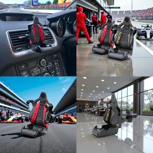 MAGSYNIX Racing Seat with Safety Belt Car Phone Holder Air Vent Mount – 360° Adjustable Cradle, Universal Fit for most phones, New Auto Accessories (Red) — view 6
