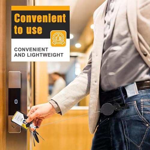 HZHSSG 2 Pack Retractable Keychain, Heavy Duty Carabiner Holder with Magnetic Closure & Multitool Carabiner Tactical ID Badge Reel for Men with 80cm Steel Retractable Cord — view 5