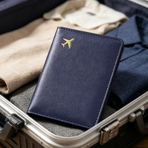 Pebipoo Passport Holder Travel Wallet,Boarding Pass and ID Card Leather Passport Wallet for Women and Men (Blue) — view 5