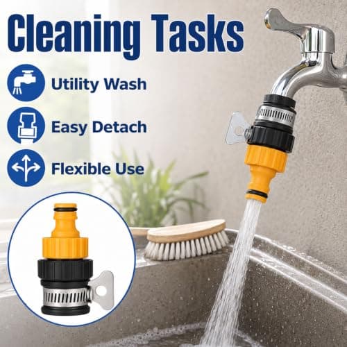 EUQWOSDD Tap to Hose Connector, Universal Kitchen Tap Hose Adapter, Detachable Water Pipe Fitting for Gardening, Car Washing, Cleaning, Easy Quick Connect & Disconnect — view 6