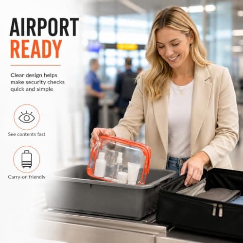 2PCS Clear Toiletry Bags, Waterproof Travel Makeup Organiser, Orange — view 4