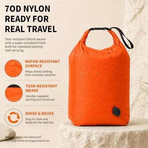 Travel Laundry Bags 2-Pack (L+M), Pump-Free Dirty Clothes Compression Bags — view 5