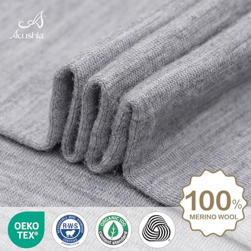 ACUSHLA Merino Wool Neck Gaiter, Ski Mask Neck Warmer Unisex, Light Grey — view 4