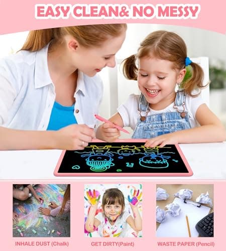 LCD Writing Tablet Doodle Board, 16inch Colorful Drawing Tablet Writing Pad, Kids Travel Essentials, Toddler Toys for 3 4 5 6 7 8 Year Old Girls Boys- Christmas and Birthday Gifts (Pink) — view 2
