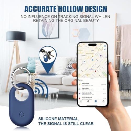 SmartTag2 Holder for Samsung Galaxy SmartTag 2 Case. Anti Lost Anti-Scratch Secure Keyring for Pet Collar Key Bag Luggage Travel. Silicone Protective Smart Tag 2 Keychain Cover (4 Pack, Black/Blue) — view 5