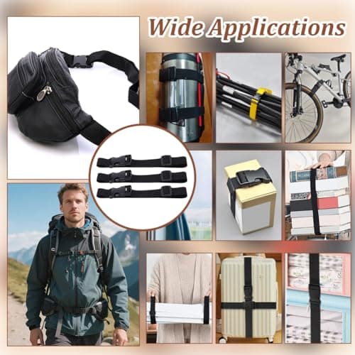 NBEADS 10 Pcs Fanny Pack Extender Strap, 44.8x2.45cm Belt Extender Adjustable Strap Nylon Extension Straps with Buckle for Belt Bag Luggage Travel Packs Outdoors Workout, Black — view 5