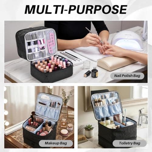 Nail Vanish Storage, Portable Double-Layer Nail Bag Organiser — view 6