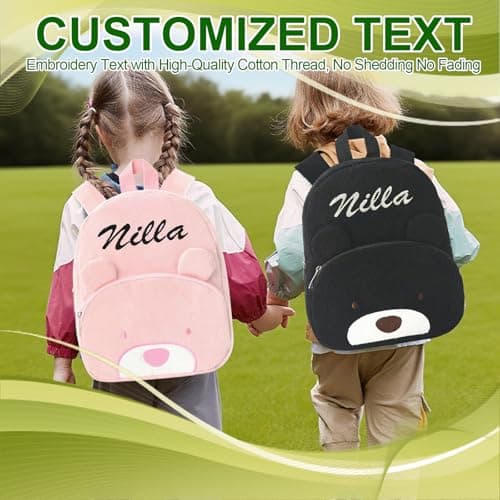 Personalised toddler backpack Corduroy Teddy Bear Backpack for Toddlers | Embroidered Name Kids Nursery Bag for Boys Girls Preschool Travel (Blue) — view 5