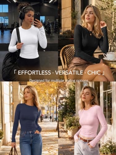 LILLUSORY Long Sleeve Tops Women Crew Neck Y2k T Shirts Black L — view 2