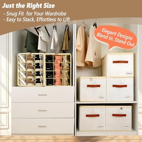 3 Pack Flexible Dividers Shoe Storage Boxes Fabric Organiser for Wardrobe — view 4
