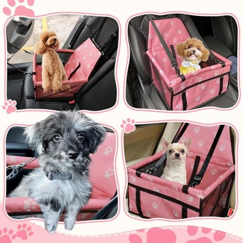Flagest Dog Car Seat, Foldable Washable Mesh Carrier for Small Dogs, Pink — view 5