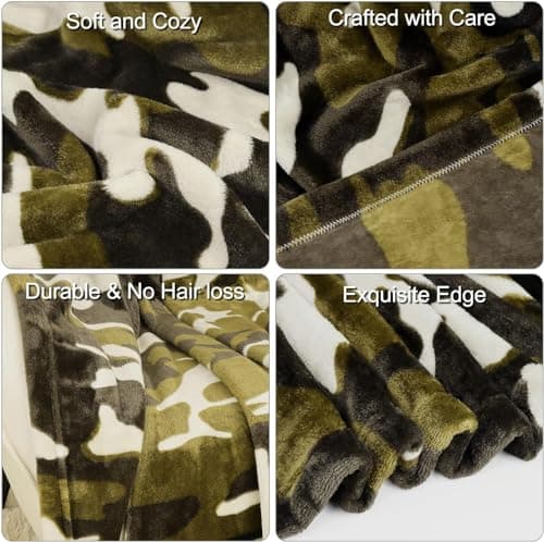 YISUMEI Military Camouflage Blanket Army Green 150 x 200 cm Blankets and Throws Soft Fleece Throw Blanket Camo Blanket Warm and Cozy Camping Blanket Gifts for Boys Adults Men — view 5