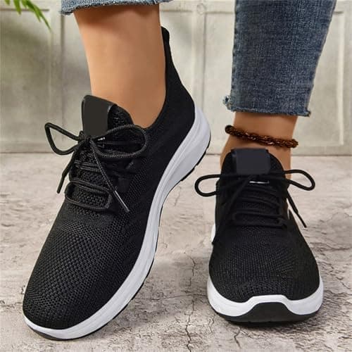 Women`s Fashion Trainers, Mesh Flyknit Orthopedic Sneakers, New Season Comfortable Breathable Footwear, Lightweight Running Sport Shoes, Versatile Travel Everyday Trainers — view 2