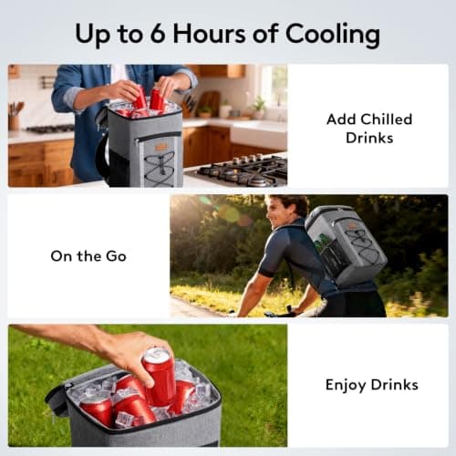 Lifewit 23L Backpack Cooler with Multi-Pockets & Bottle Opener, Grey — view 4