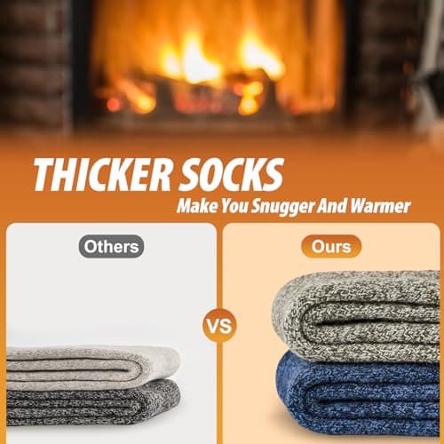 SockWaddles Thermal Socks for Men, 5 Pairs Thick Wool Warm Socks, Breathable and Moisture-Wicking Walking Boot Winter Sock for Outdoor Hiking Sport 7-11 — view 6