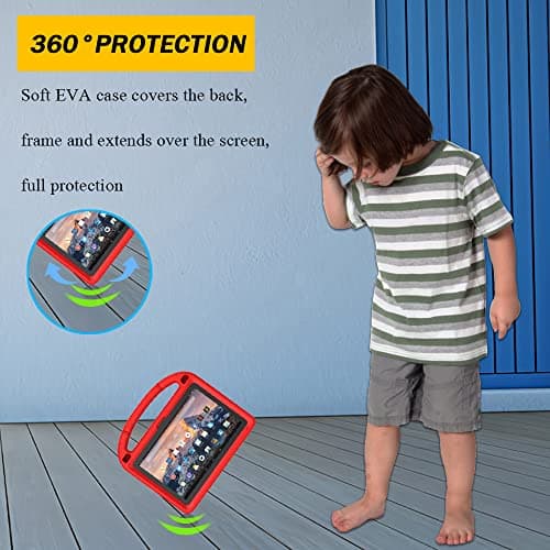 Mansiruyi Kids Case for 8inch Tablets, Not Fits TCL Onn 8inch Tablets, Lightweight Shockproof Tablet Kids Case with Handle Stand - Deep Red — view 3