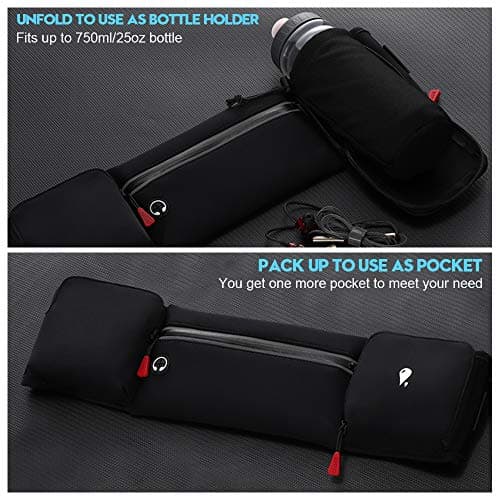 simptech Running Belt Bag with Foldable Water Bottle Holder(Bottles NOT Included), No Bounce Large Pocket Water Resistant Fanny Waist Pack, Hydration Running Phone Holder for Men and Women — view 3